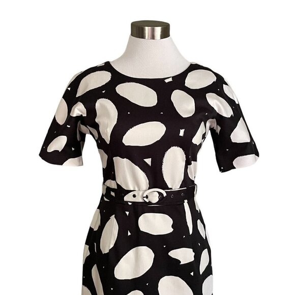 Marimekko Nada Dress Sz 34 US Womens 2 Black White Dot Print Belted Shift Modern - Picture 3 of 8